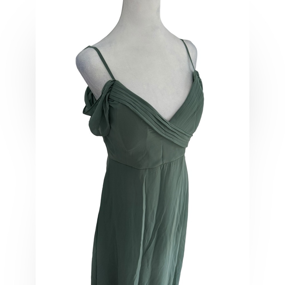 Birdy Grey Spence Chiffon Bridesmaid Dress Sage Long Sage with Pockets Medium - Picture 3 of 14